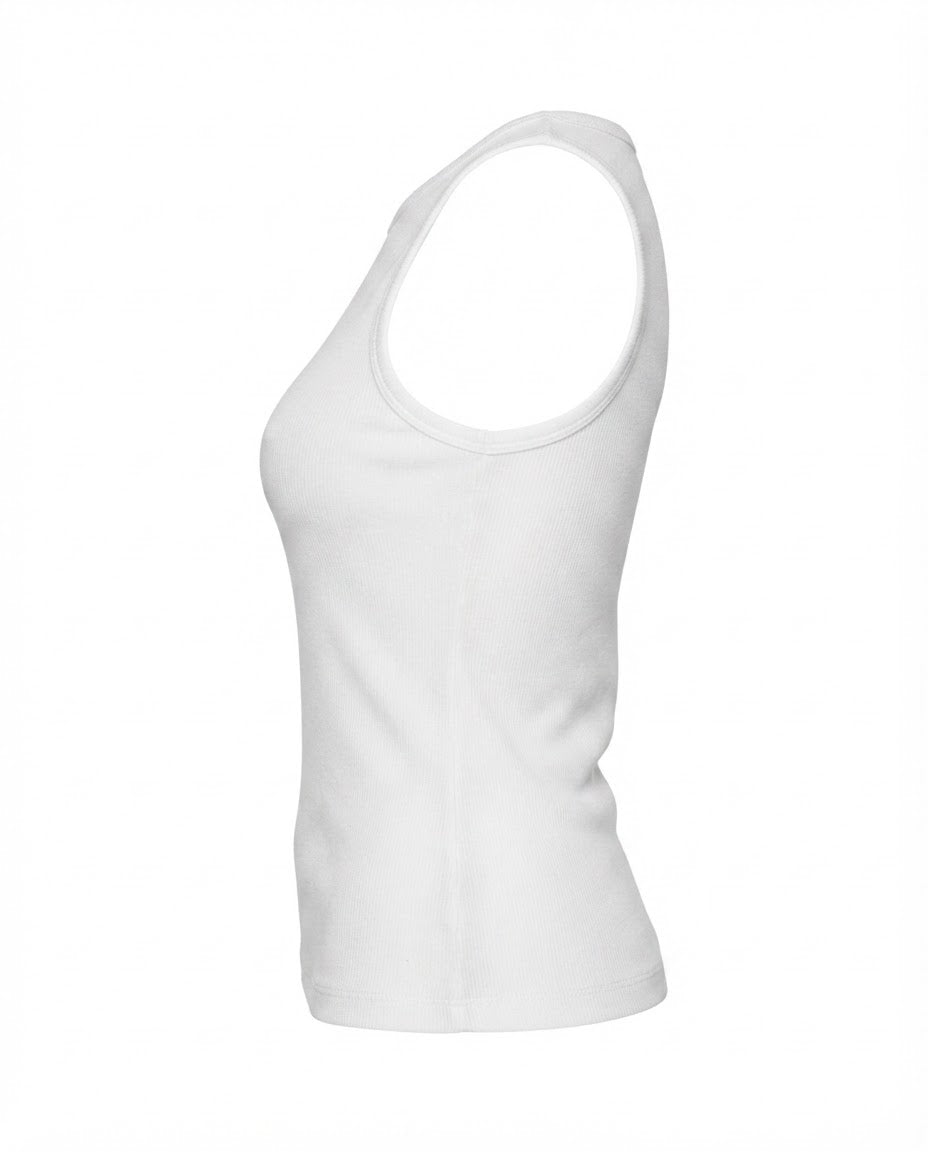Blusa regata viés alto padrão malha algodão - Branco