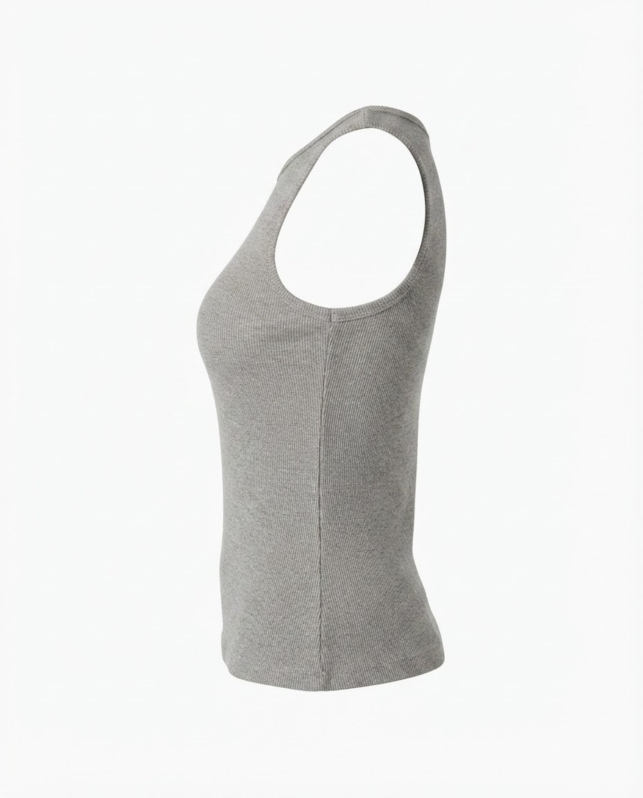 Blusa regata viés alto padrão malha algodão - Cinza