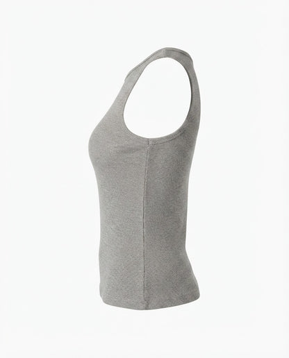 Blusa regata viés alto padrão malha algodão - Cinza