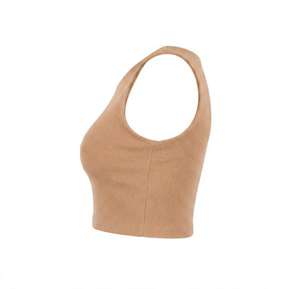 Cropped feminino duplo forro frente e verso malha ribana poliéster - Nude