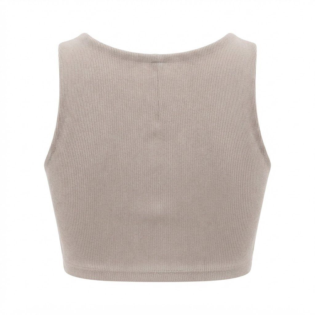 Cropped feminino duplo forro frente e verso malha ribana poliéster - Cinza