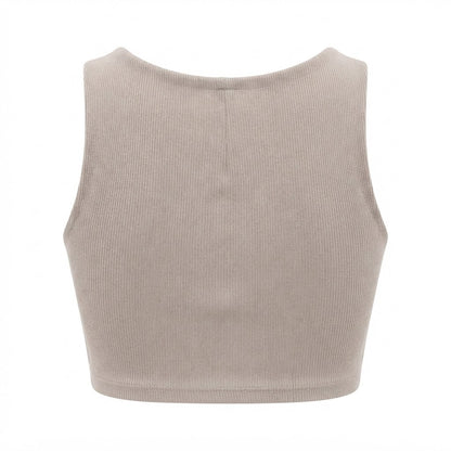 Cropped feminino duplo forro frente e verso malha ribana poliéster - Cinza