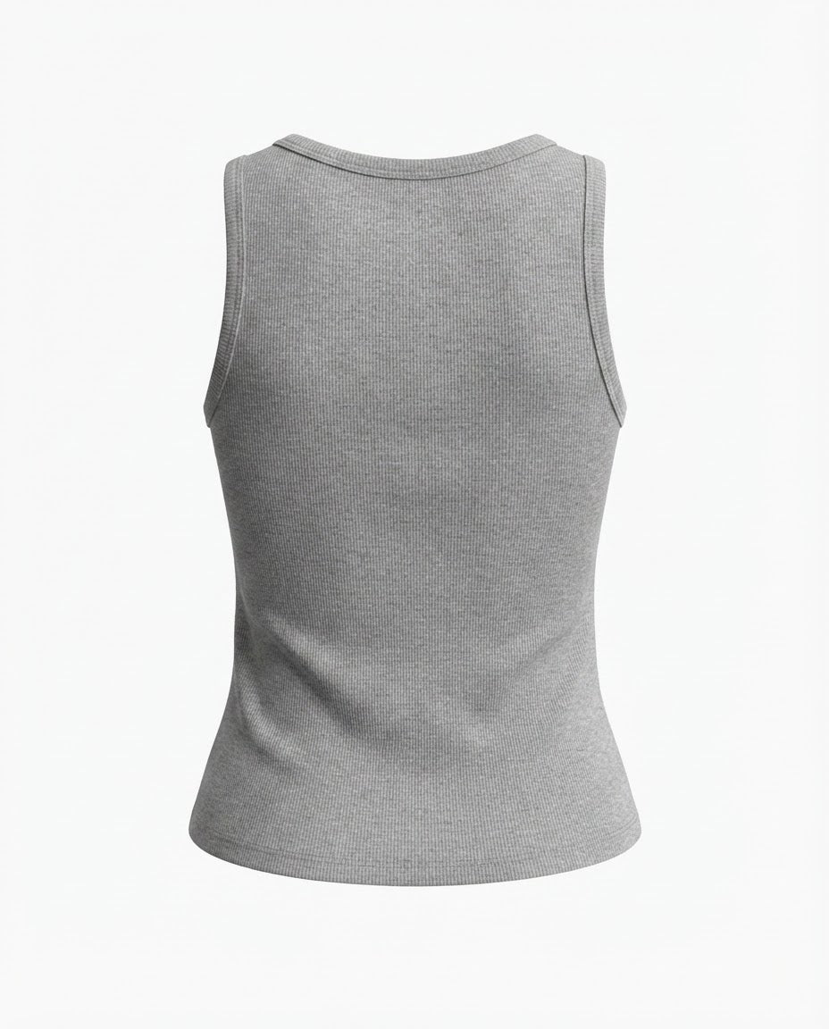 Blusa regata viés alto padrão malha algodão - Cinza