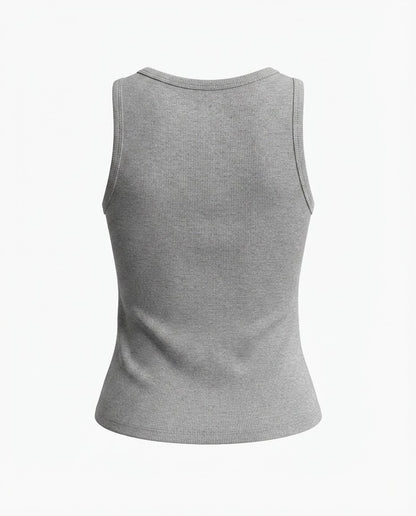 Blusa regata viés alto padrão malha algodão - Cinza