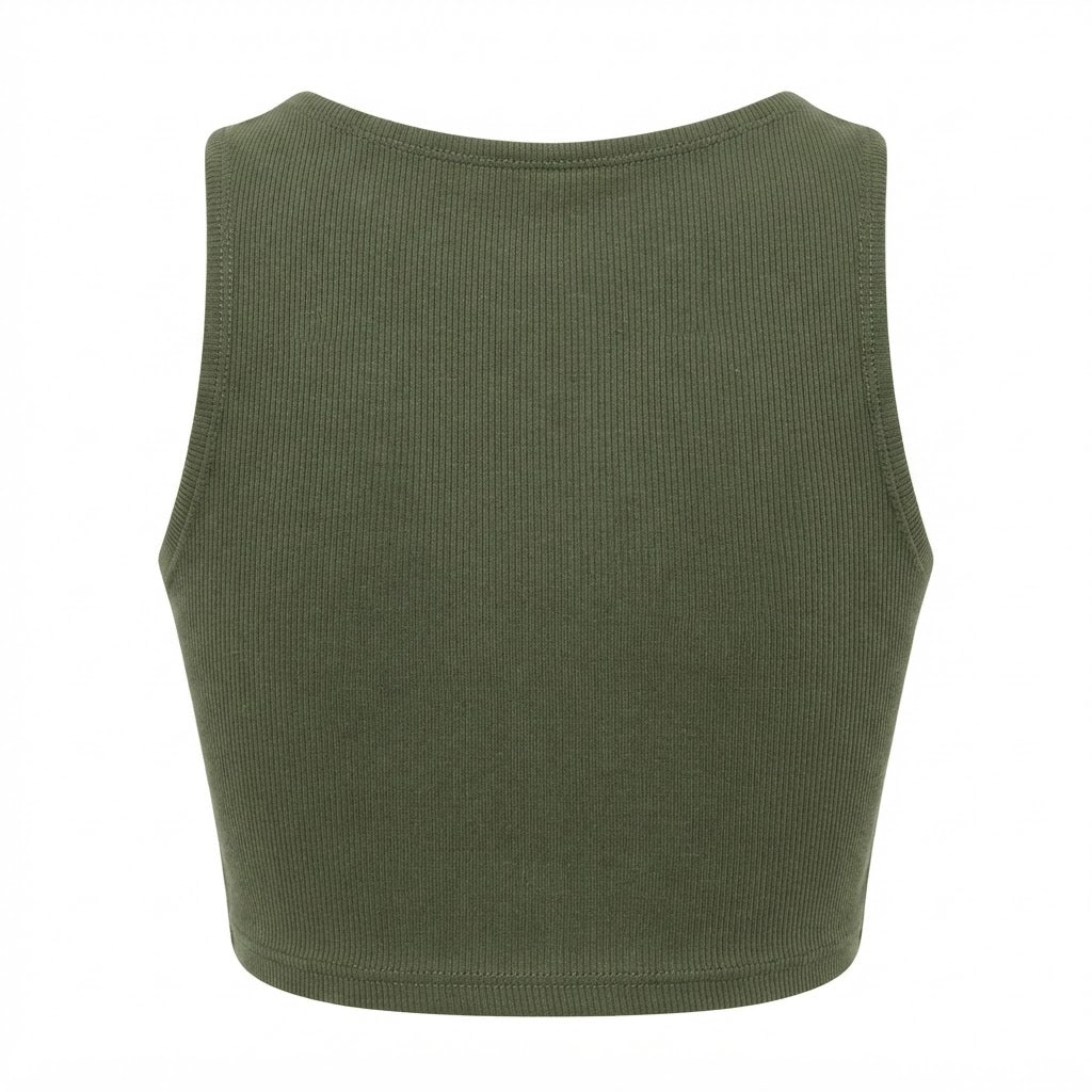 Cropped feminino duplo forro frente e verso malha ribana poliéster - Verde Militar