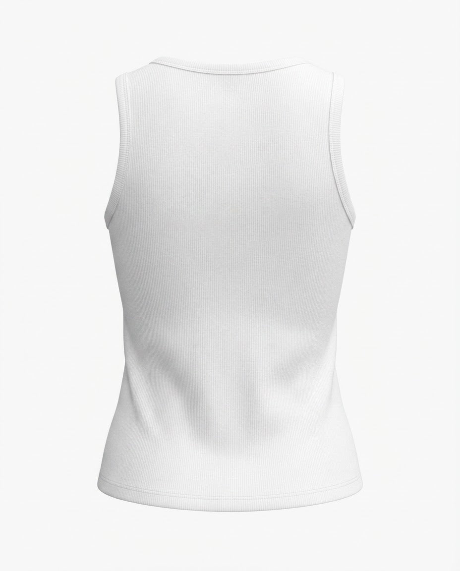 Blusa regata viés alto padrão malha algodão - Branco