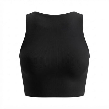 Cropped feminino duplo forro frente e verso malha ribana poliéster - Preto