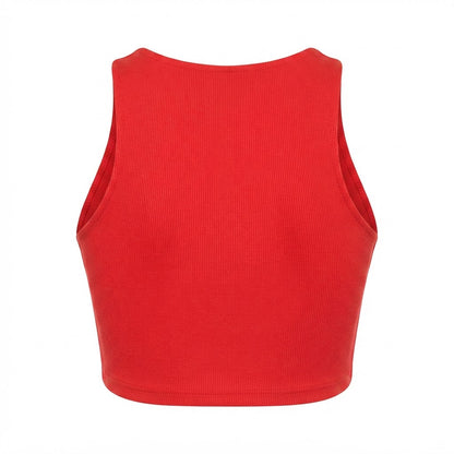 Cropped feminino duplo forro frente e verso malha ribana poliéster - Vermelho