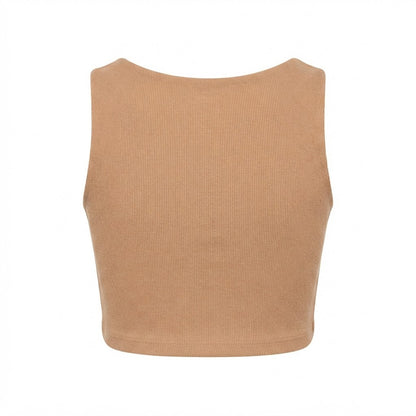 Cropped feminino duplo forro frente e verso malha ribana poliéster - Nude