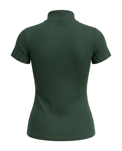 Blusa gola alta manga três por quatro inverno malha ribana - Verde Militar