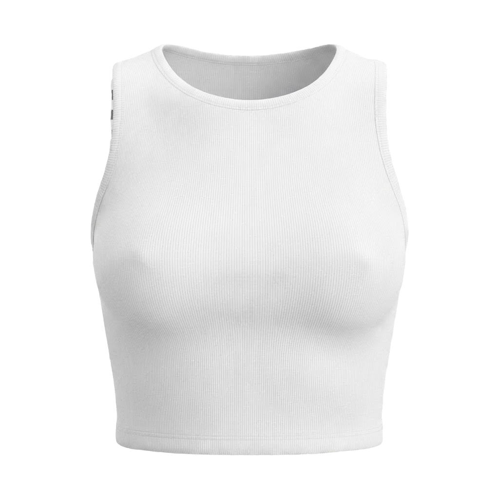 Cropped feminino duplo forro frente e verso malha ribana poliéster - Branco