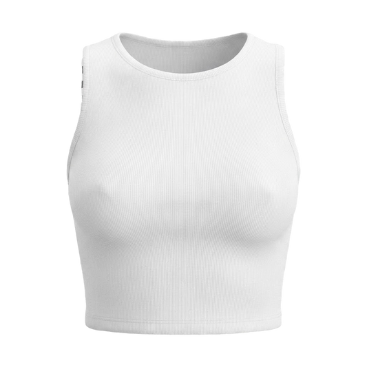 Cropped feminino duplo forro frente e verso malha ribana poliéster - Branco