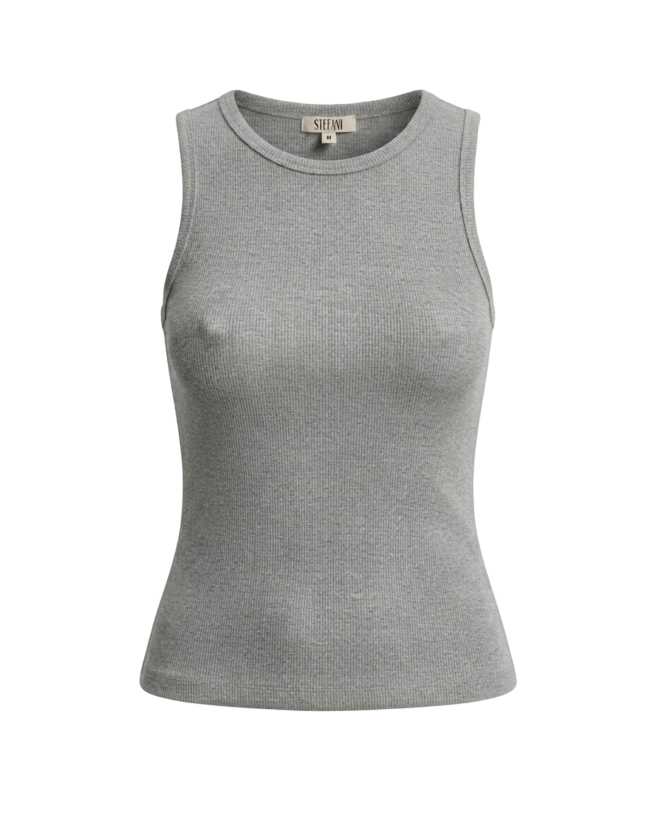 Blusa regata viés alto padrão malha algodão - Cinza